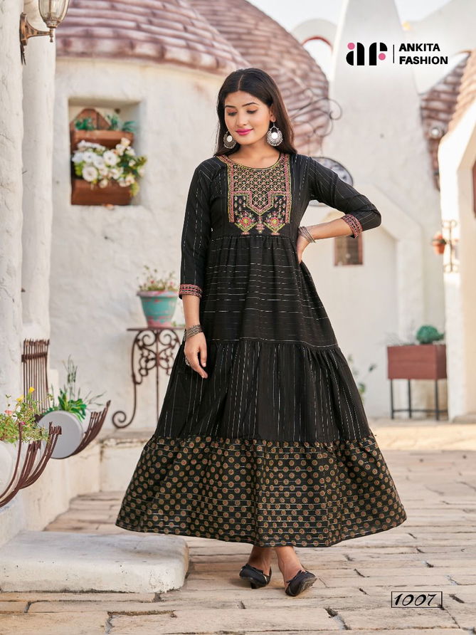 Ankita Weekend Festive Wear Wholesale Cotton Embroidery Anarkali Kurtis